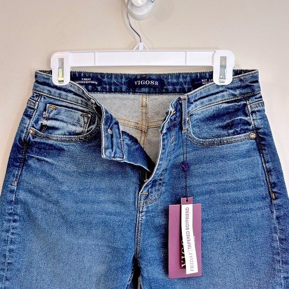 NWT Vigoss Friday Tapered High Rise Boyfriend Jeans Medium Blue Wash Size 26 - Picture 5 of 15